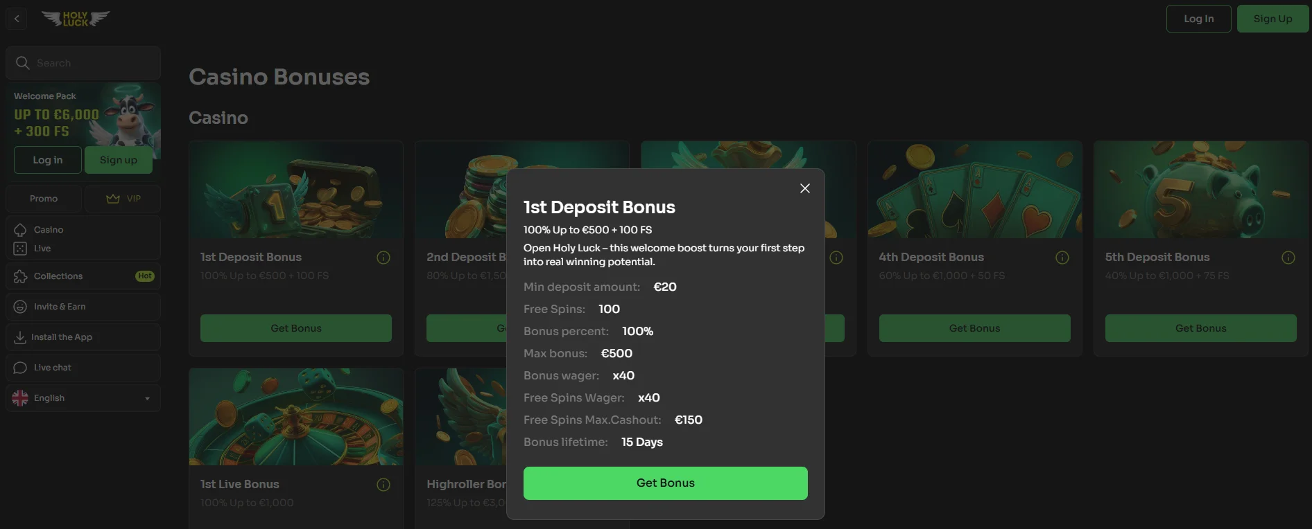 Holyluck Casino Bonus Zonder Storting